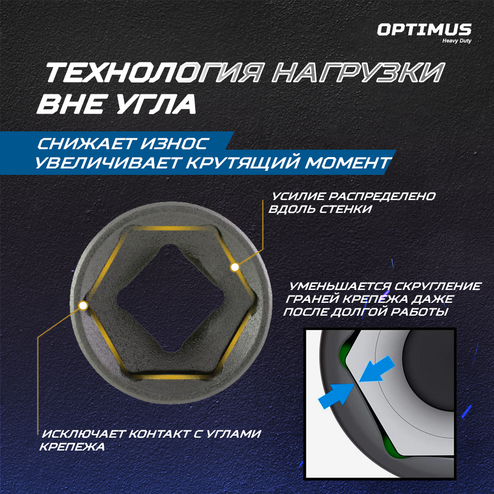 OPT-40303 Набор ударных головок тонкостенных 1/2" 3 пр., 17,19,21 мм. OPTIMUS