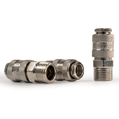 Штуцер мама с наружной резьбой 1/2M, никелированная сталь, 50шт